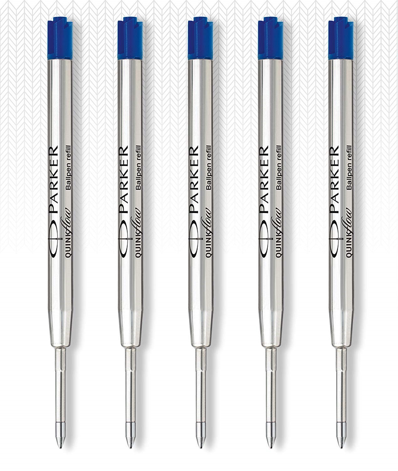 5 X Parker Quink Flow Medium Jotter Ballpoint Pen Refills, Blue Ink 1.0 MM Nib