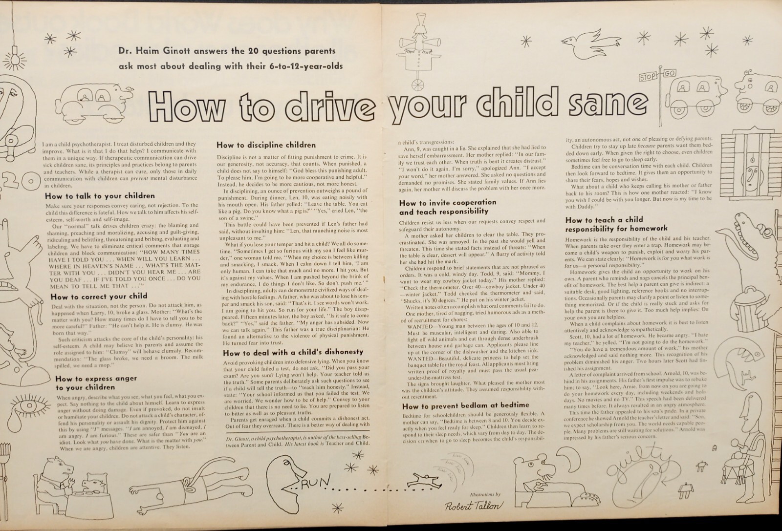 HOW TO DRIVE YOUR CHILD SANE RARE VINTAGE 1972 CHILD PSYCHOLOGY INSERT POSTER