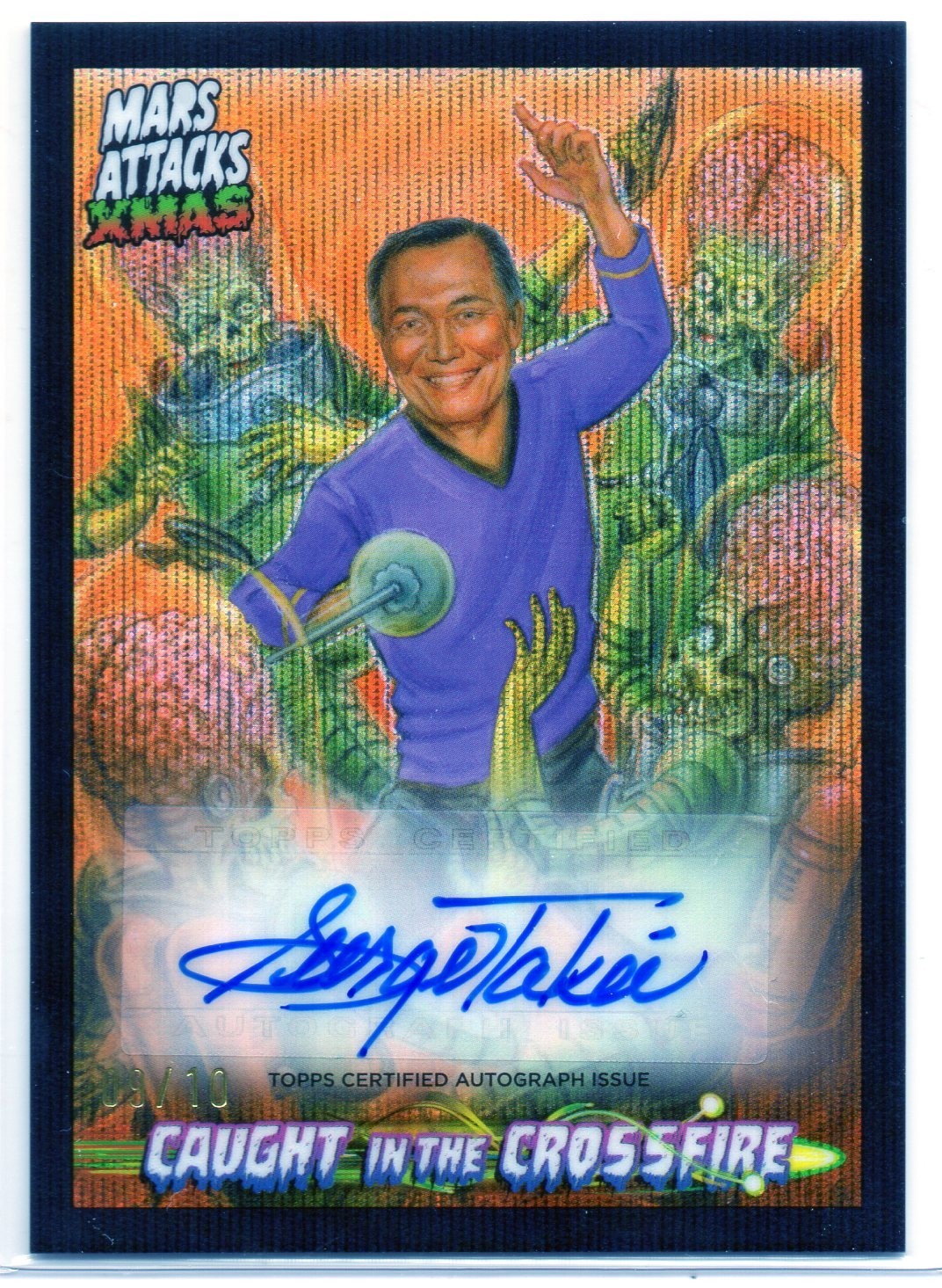 2026 Topps Mars Attacks Xmas Edition GEORGE TAKEI Black Wave AUTOGRAPH 09/10