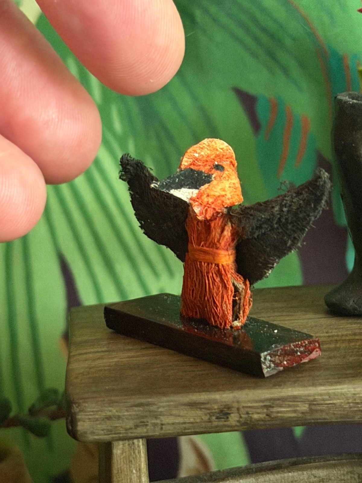 Dollhouse Miniature Sculpture Bird Azulejo Pelazon Dancer Doll Ethnic Rainforest
