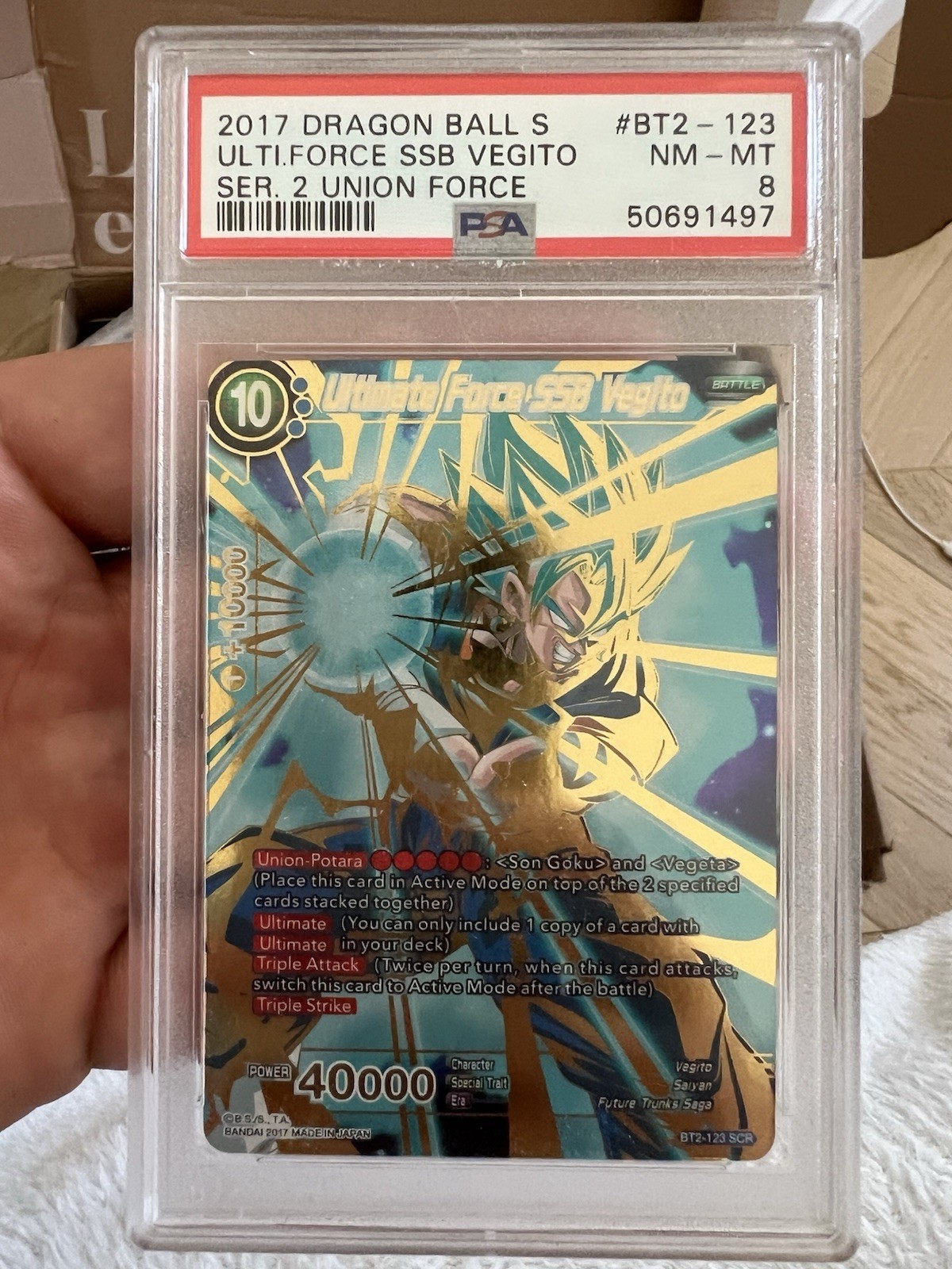 DBS Card Game Ultimate Force SSB Vegito *PSA GRADED 8* BT2-123 SCR