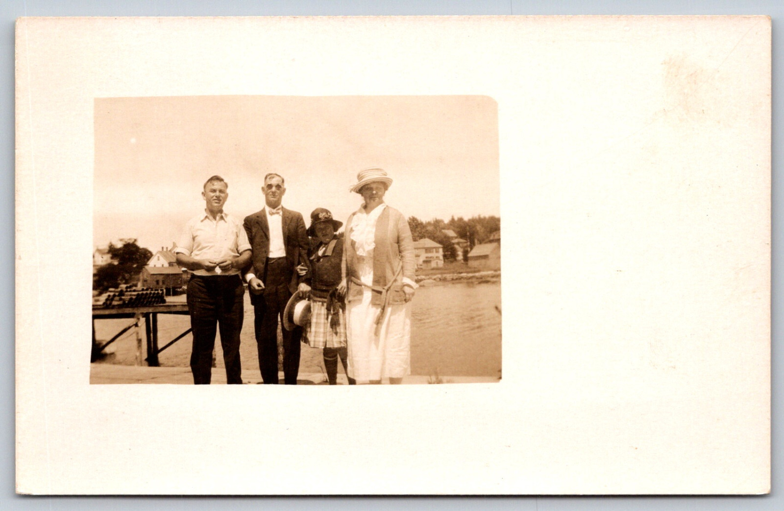 Vintage Family Group Outdoors Photo Early c1900s Real Photo Postcard RPPC