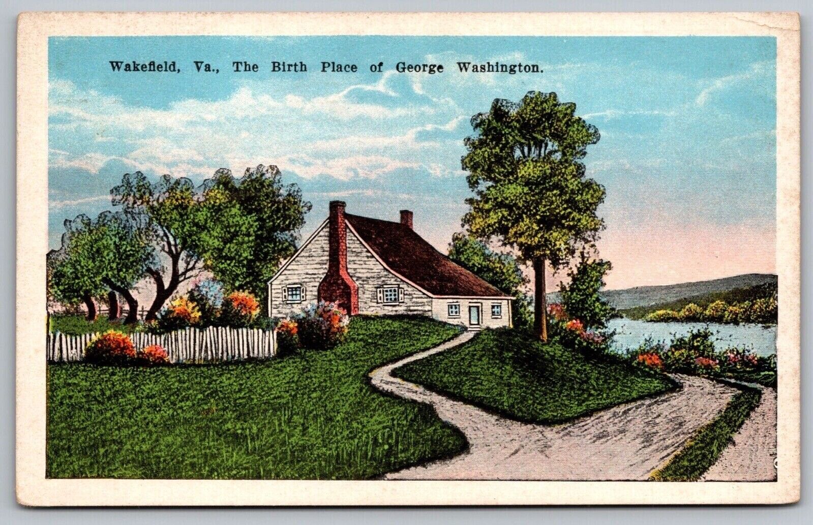 Wakefield Virginia Birth Place George Washington Country Road Vintage Postcard