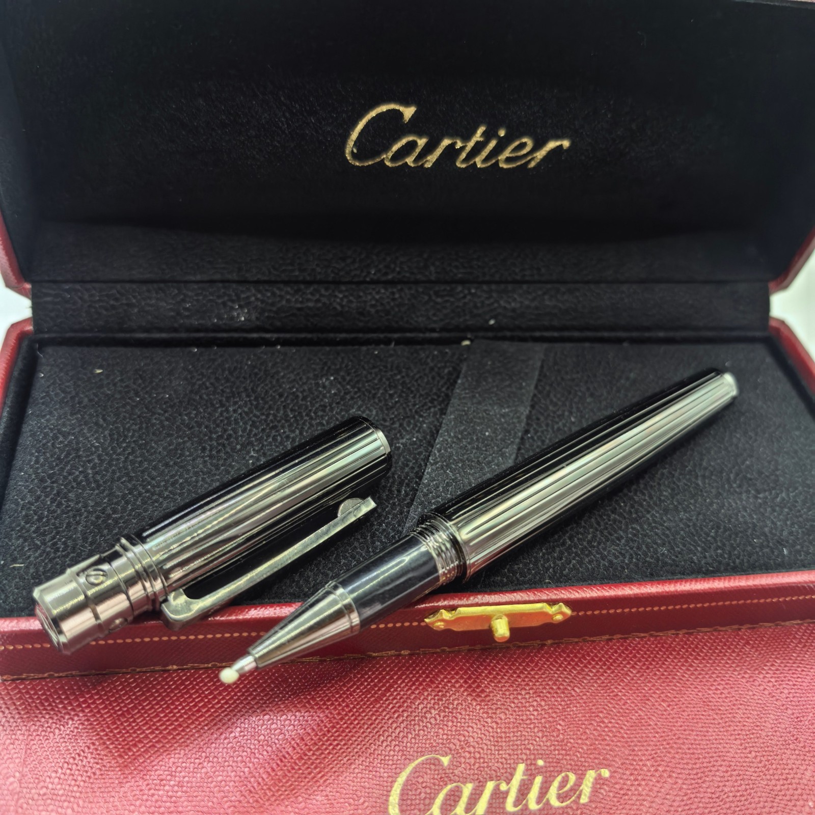 Cartier Santos Large Rollerball Pen Light Black Finish Luxury Writing Pen NIB