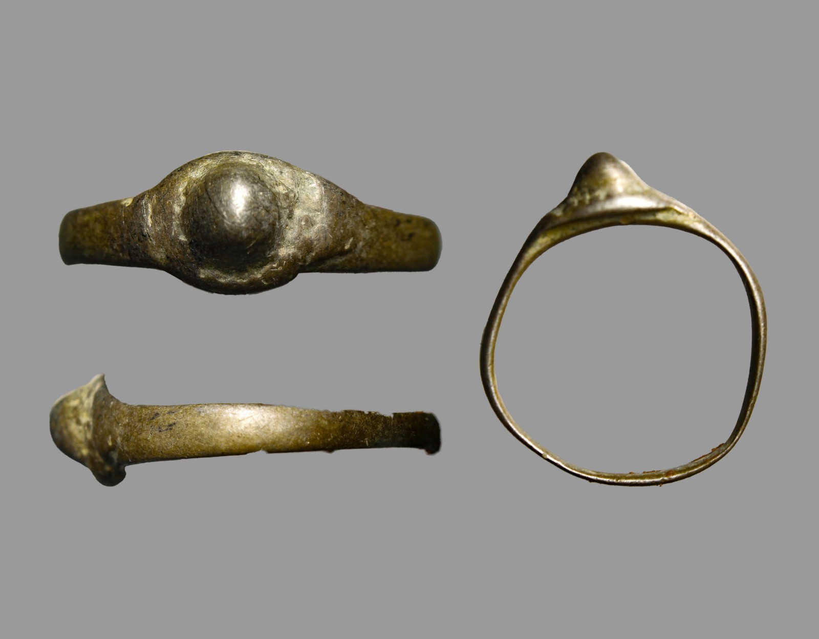 Ancient Roman Silver Stirrup Ring Legionary Conical Bezel 3rd–4th Century COA