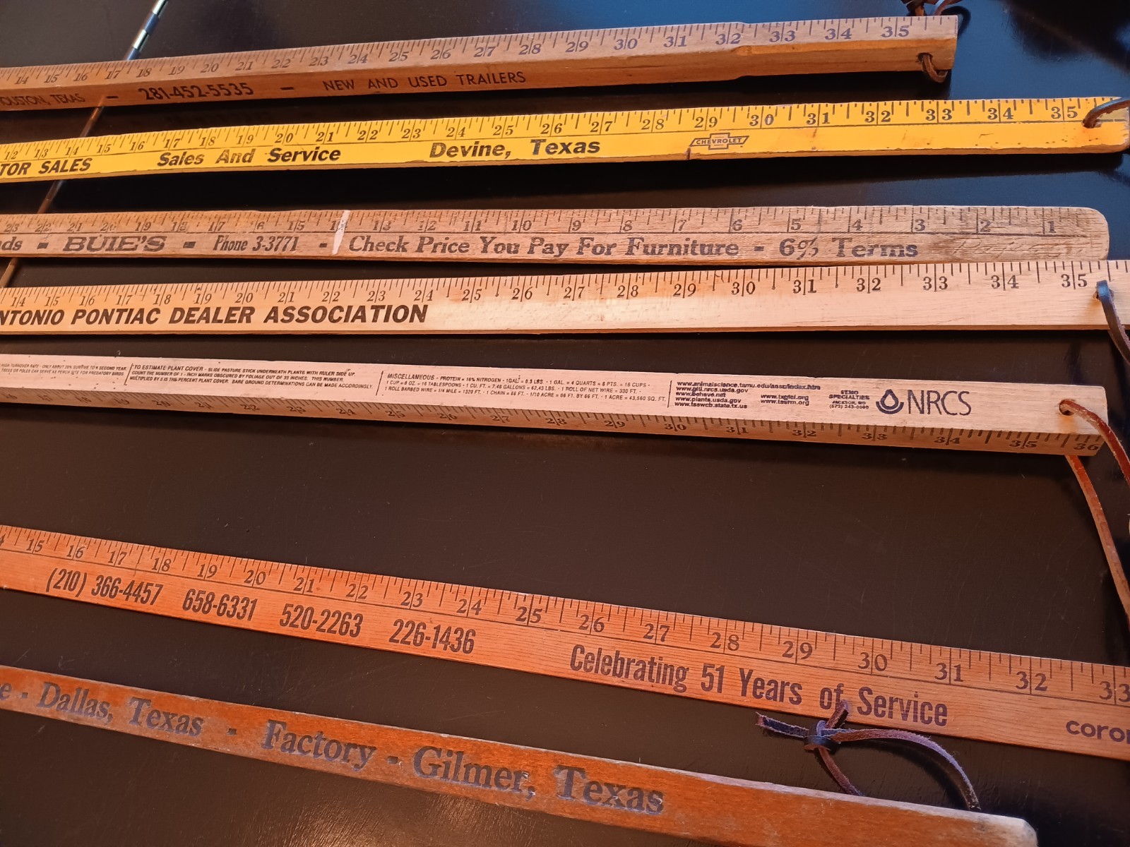 Lot 7 Vintage Tractor Auto Western Leather Antique Yard Sticks Advertising 