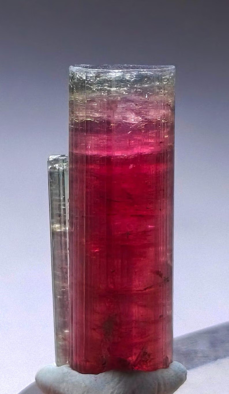 Bi Colour Terminated Top Quality Tourmaline Crystal - 35 Carats