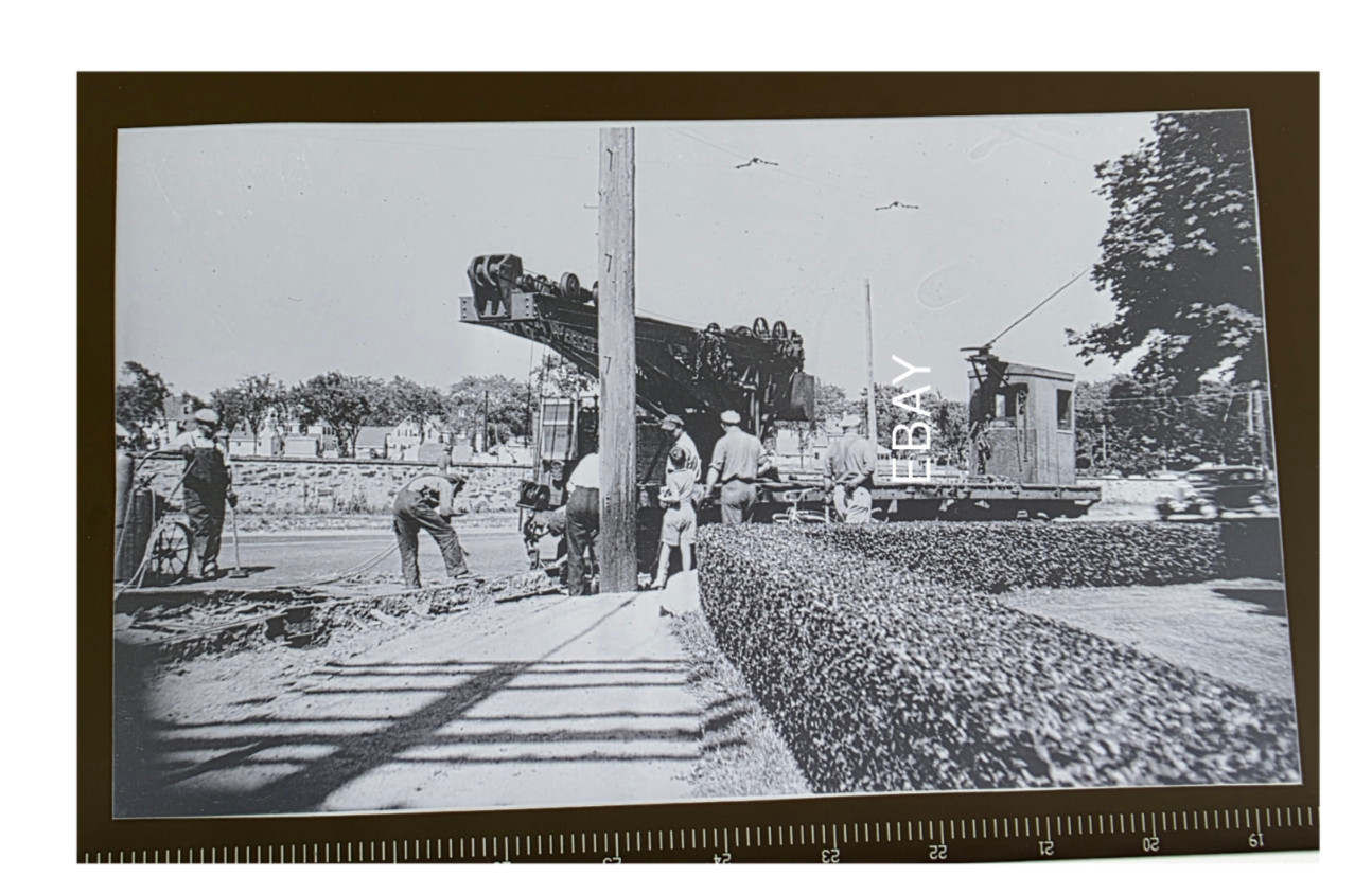 1938 UER #1536 Crane Removing Rails Rumford RI United Electric RR Photo Negative
