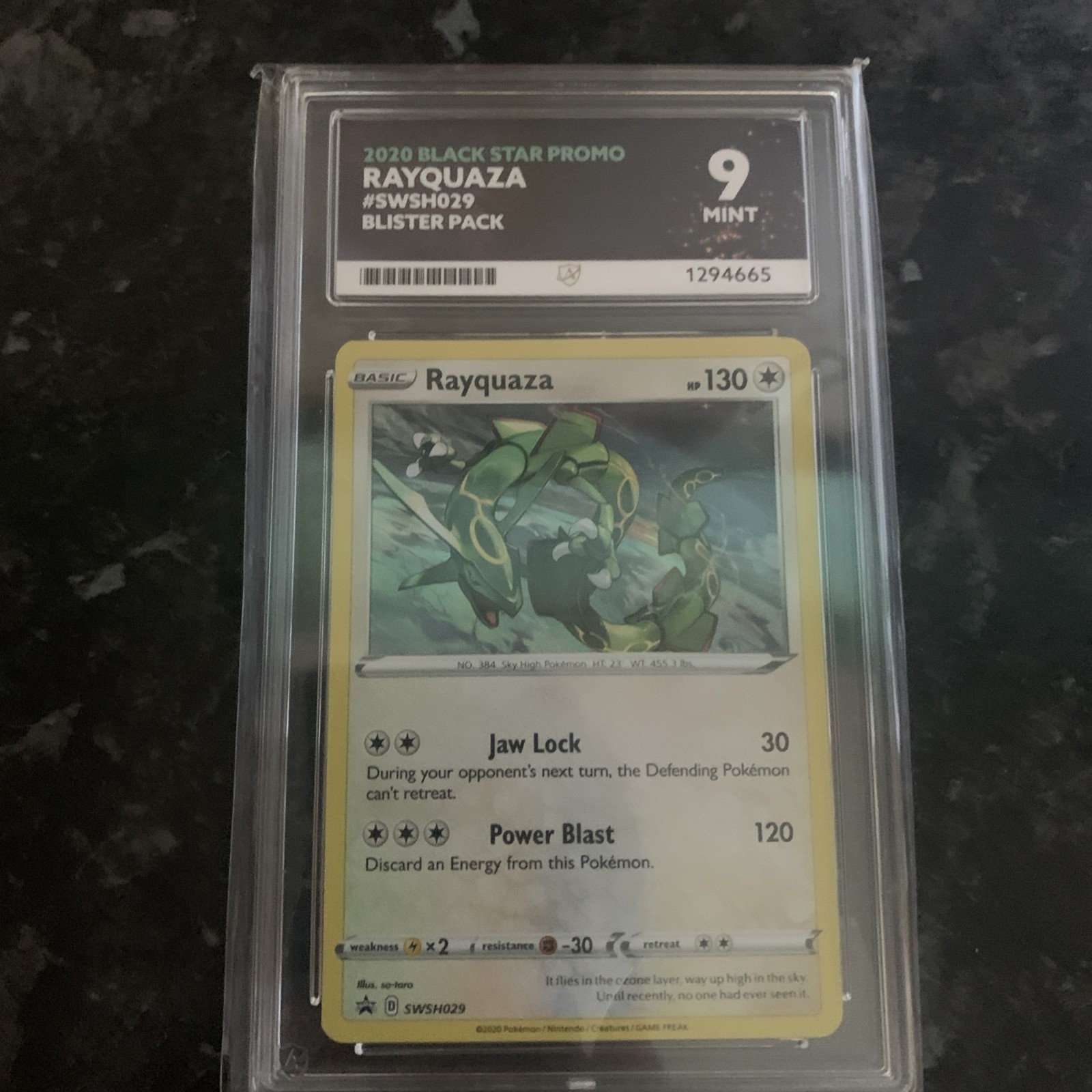 Pokémon TCG Rayquaza SWSH029 2020 Black Star Promo Holo ACE Graded 9 #1024484