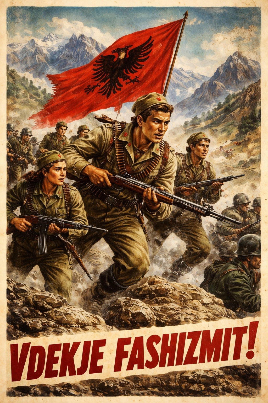 🇦🇱 Albanian Revolution Poster - 24x36” 1940s - Premium Matte Paper