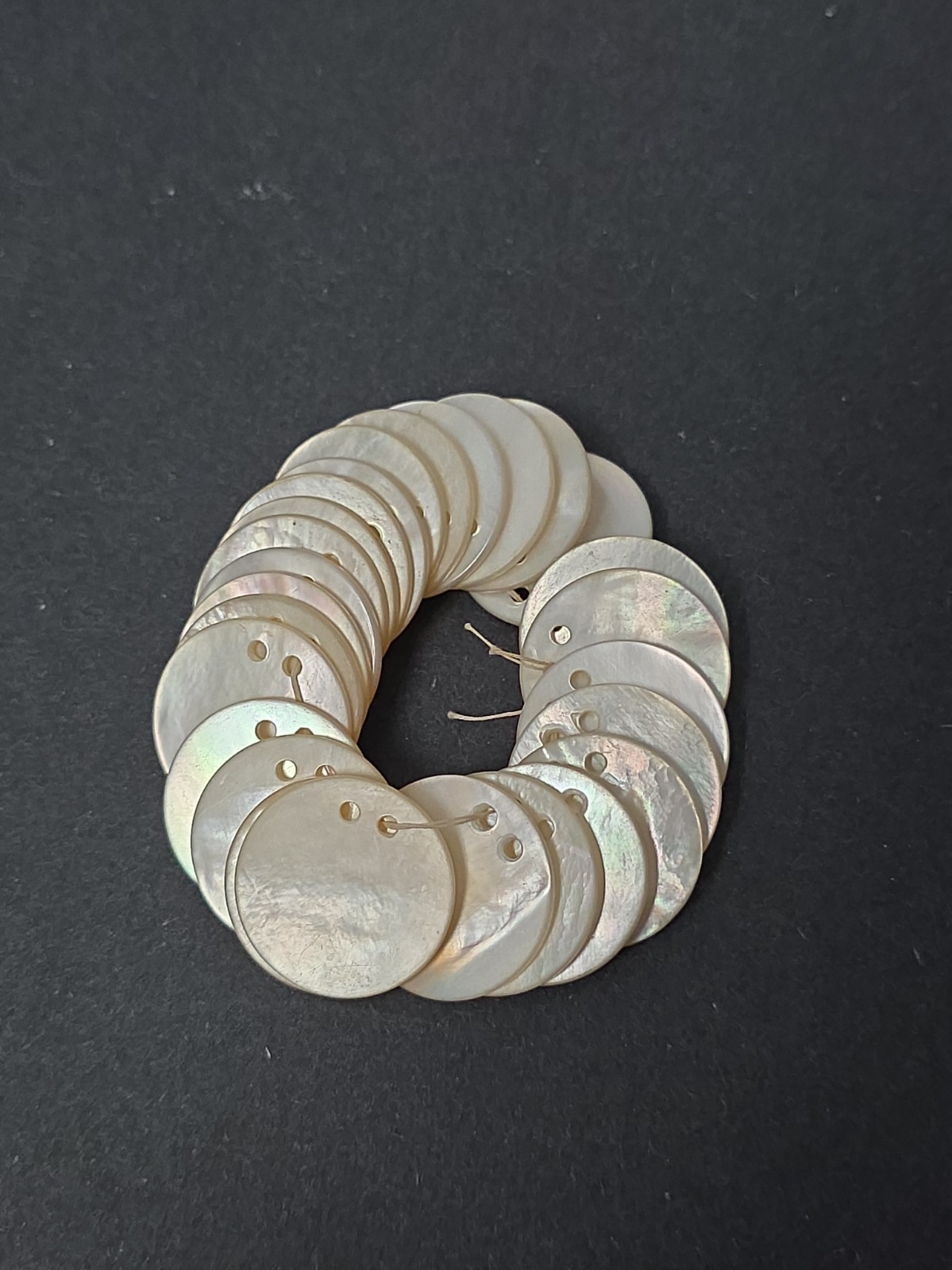 Victorian Mother of Pearl Buttons Lot 26 Round, 2 Hole Near Edge, Undergarments