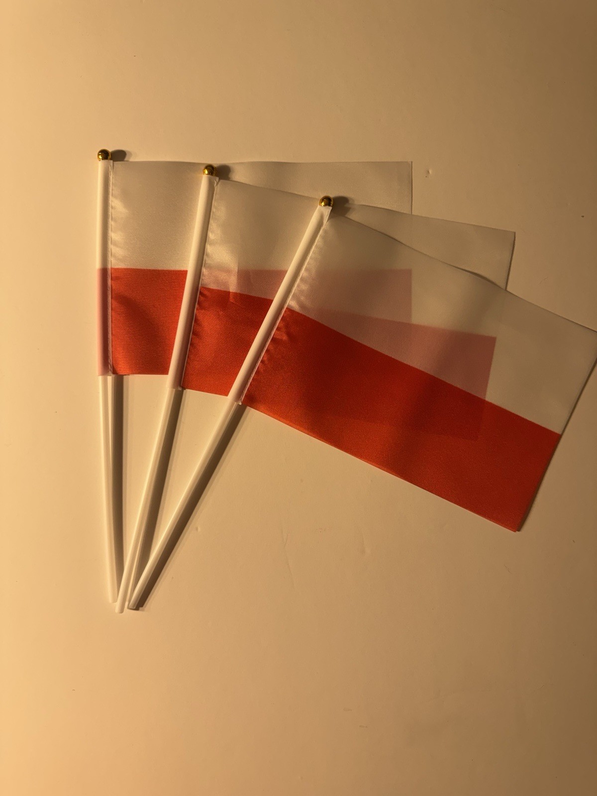Small Handheld Polish Flags White & Red Set of 5