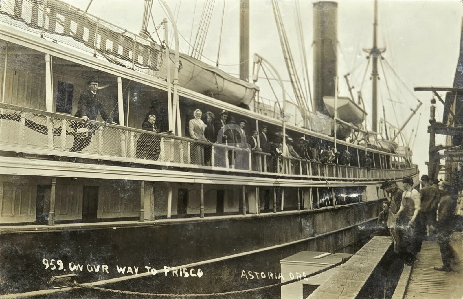 Steamer Headed to San Francisco Astoria OR c1910's Clatsop Co RPPC Postcard COPY