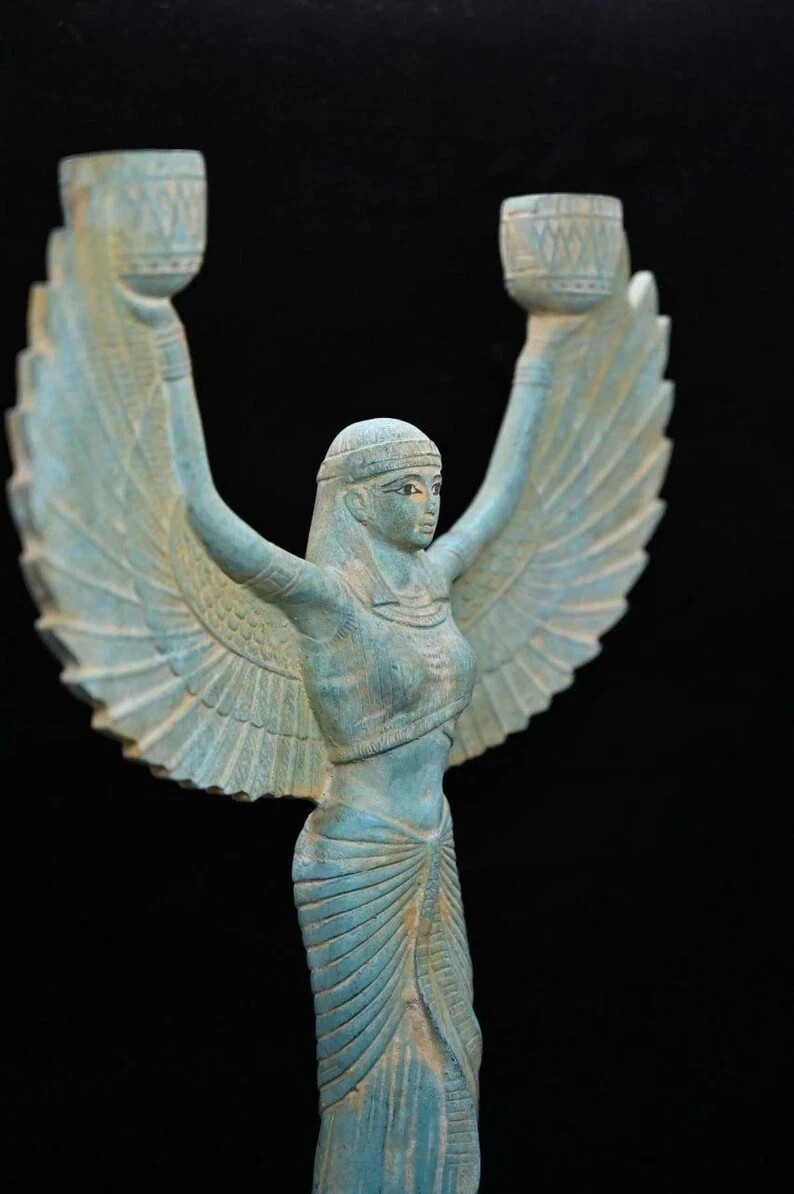Rare Ancient Egyptian Antiquities Winged Isis Statue Goddess Of Love Egyptian BC