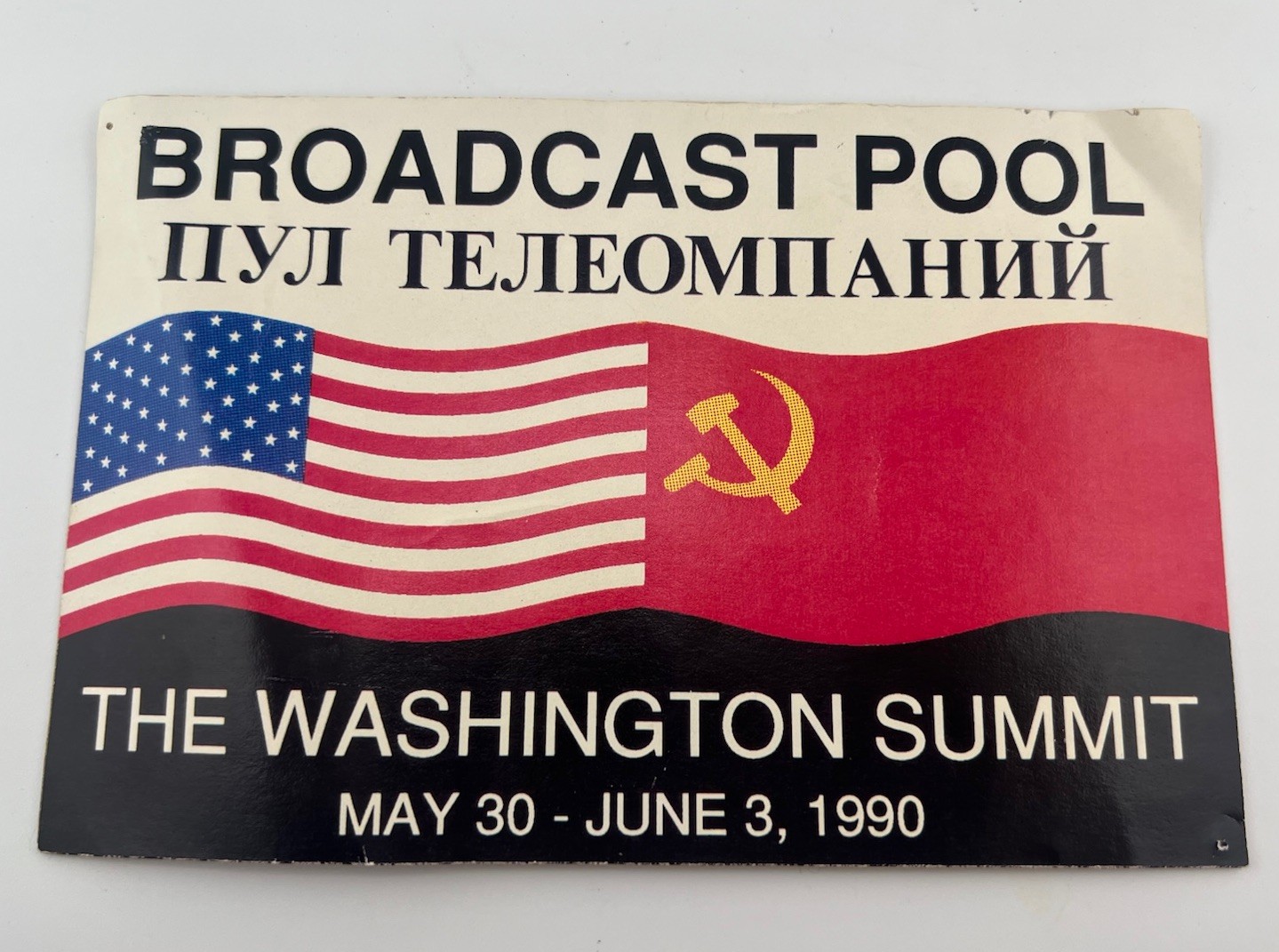 Vintage 1990 The Washington Summit USA USSR Broadcast Pool Political Sticker