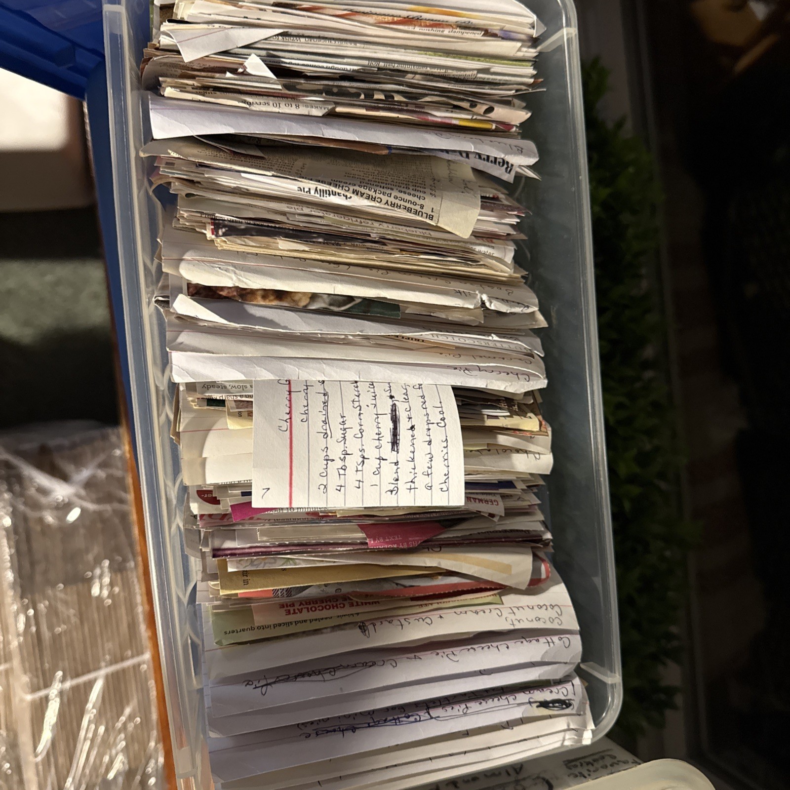 BIN of Vintage hand written Cooking Ephemera Lot Recipe and magazine Clippings 
