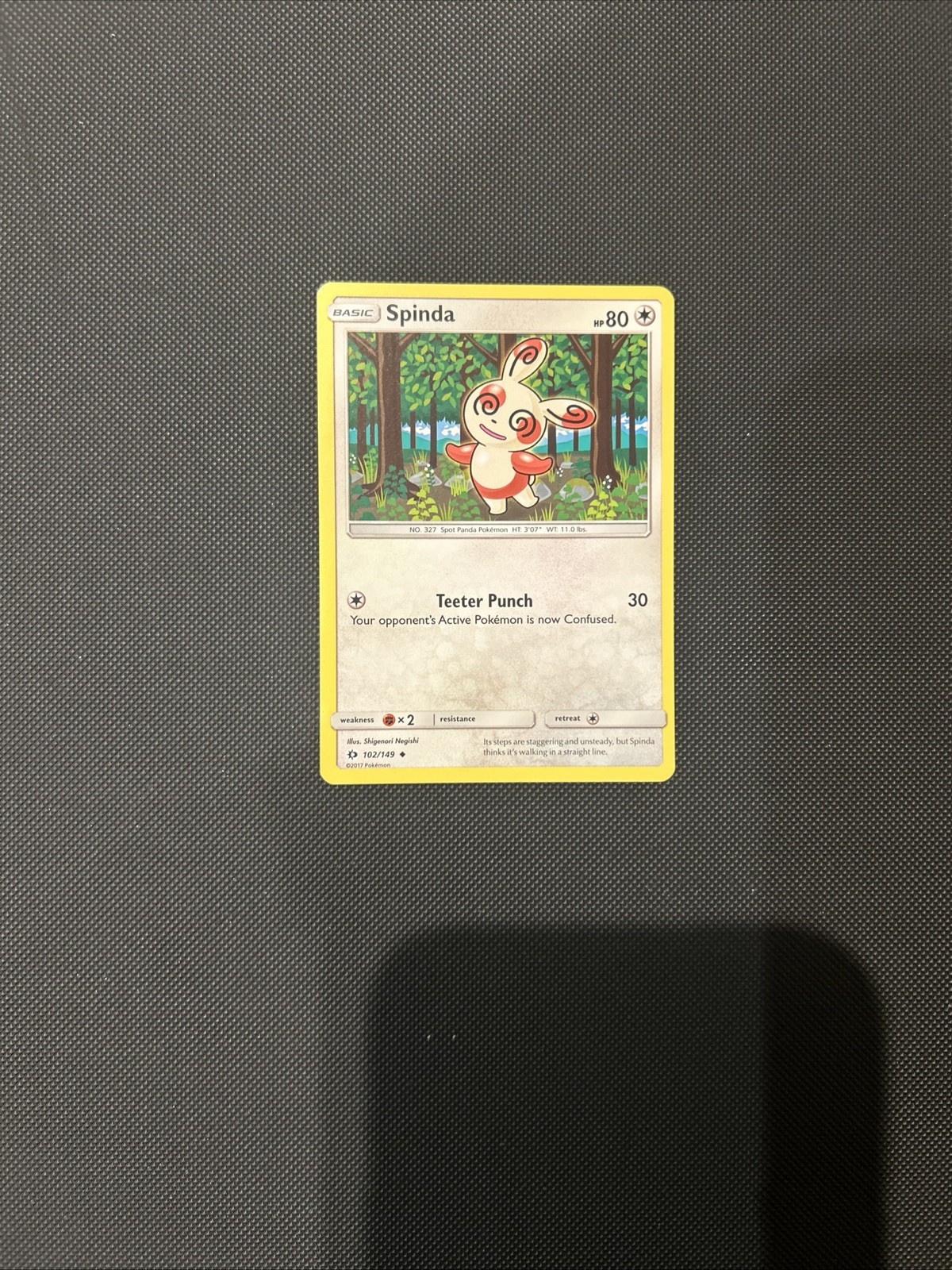 Pokémon Trading Card Spinda Sun And Moon Base Set Card 102/149