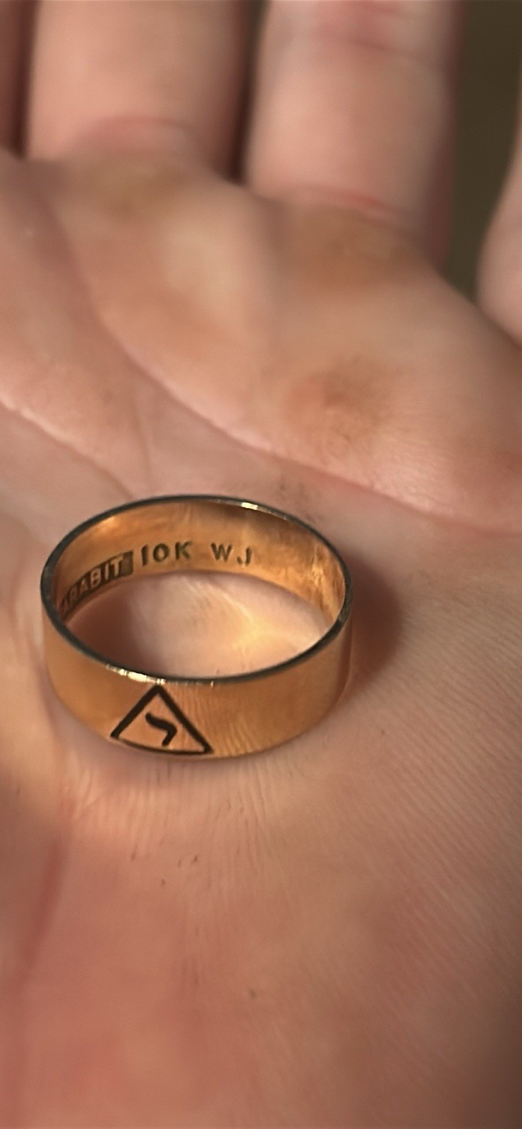Vintage 10K Yellow Gold Masonic Ring Band WJ Virtus Junxit Mors Non Separabit