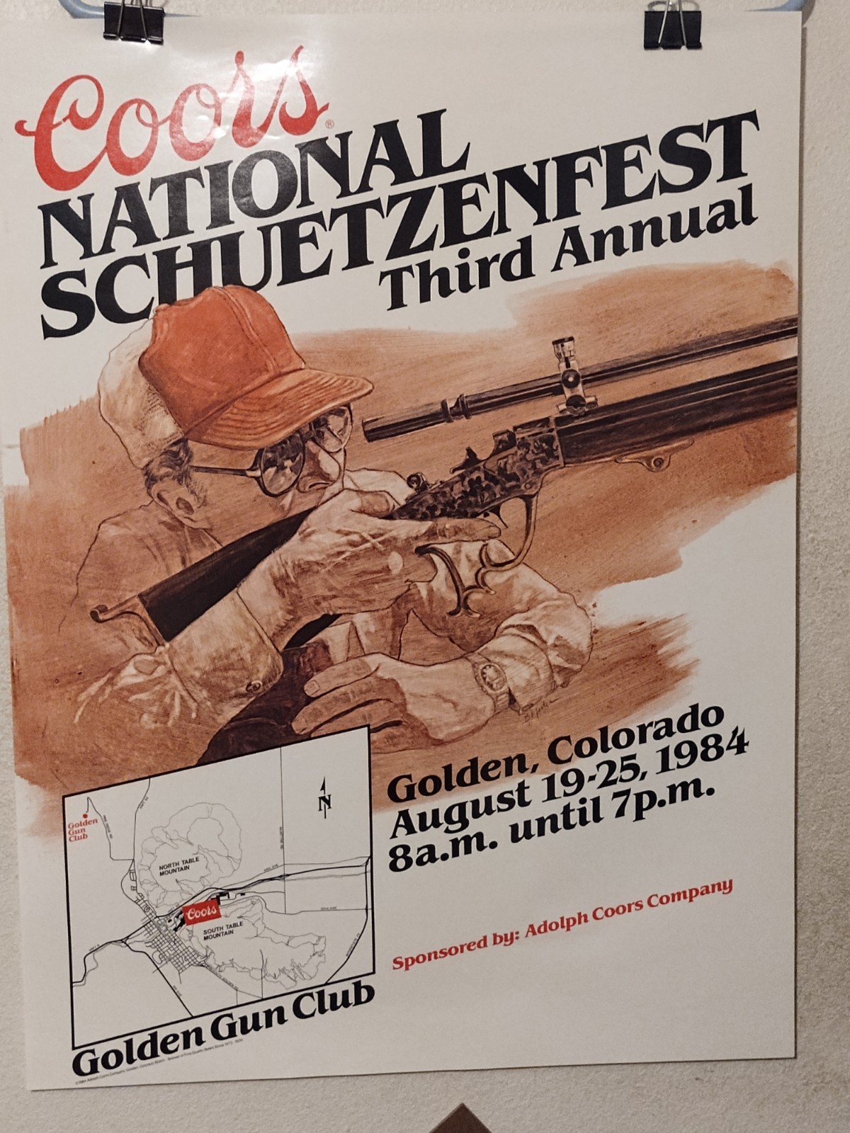 Coors Schuetzenfest Poster 1984 Original NOS Third Annual Golden Colorado 18x24