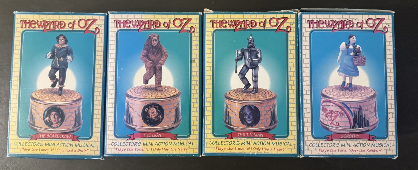 Set of (4) 1995 In Box Vintage Enesco Wizard of Oz Music Boxes
