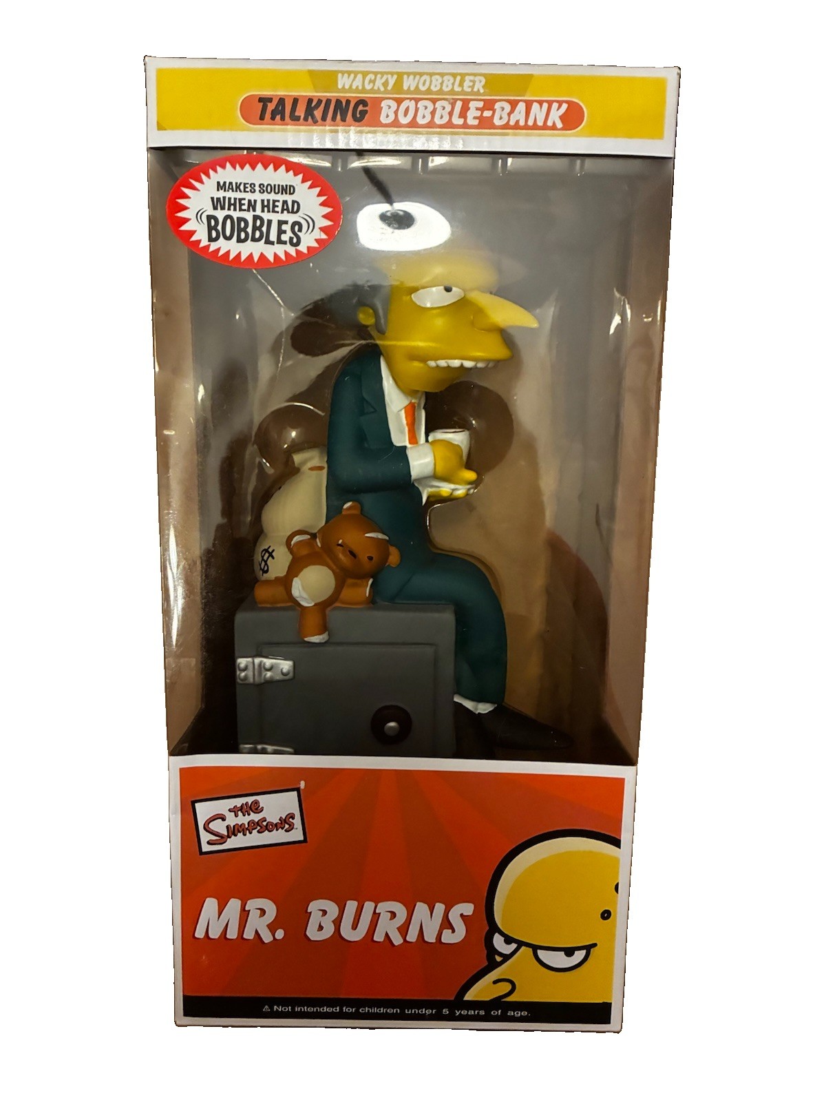 NIB Vintage The Simpsons Mr Burns Wacky Wobbler Talking Bobble Bank New 2006
