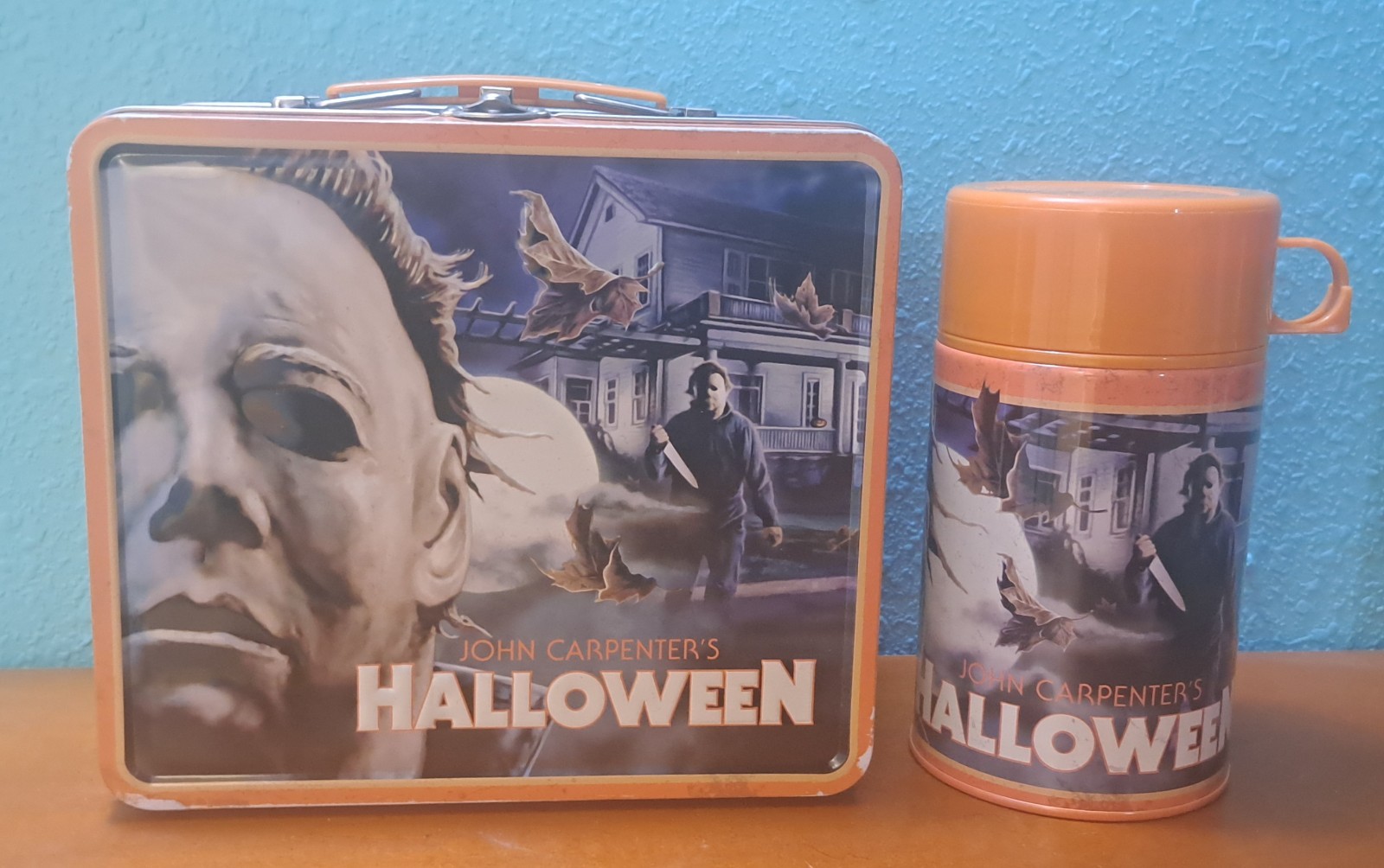 John Carpenter\'s Halloween Lunchbox and thermos. fright rags