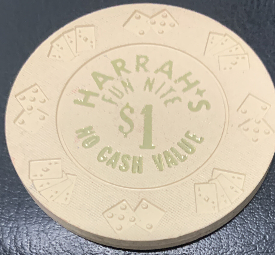 1980 Harrah\'s Casino Atlantic City NJ $1 Fun Nite NCV Chip - DieCar Mold