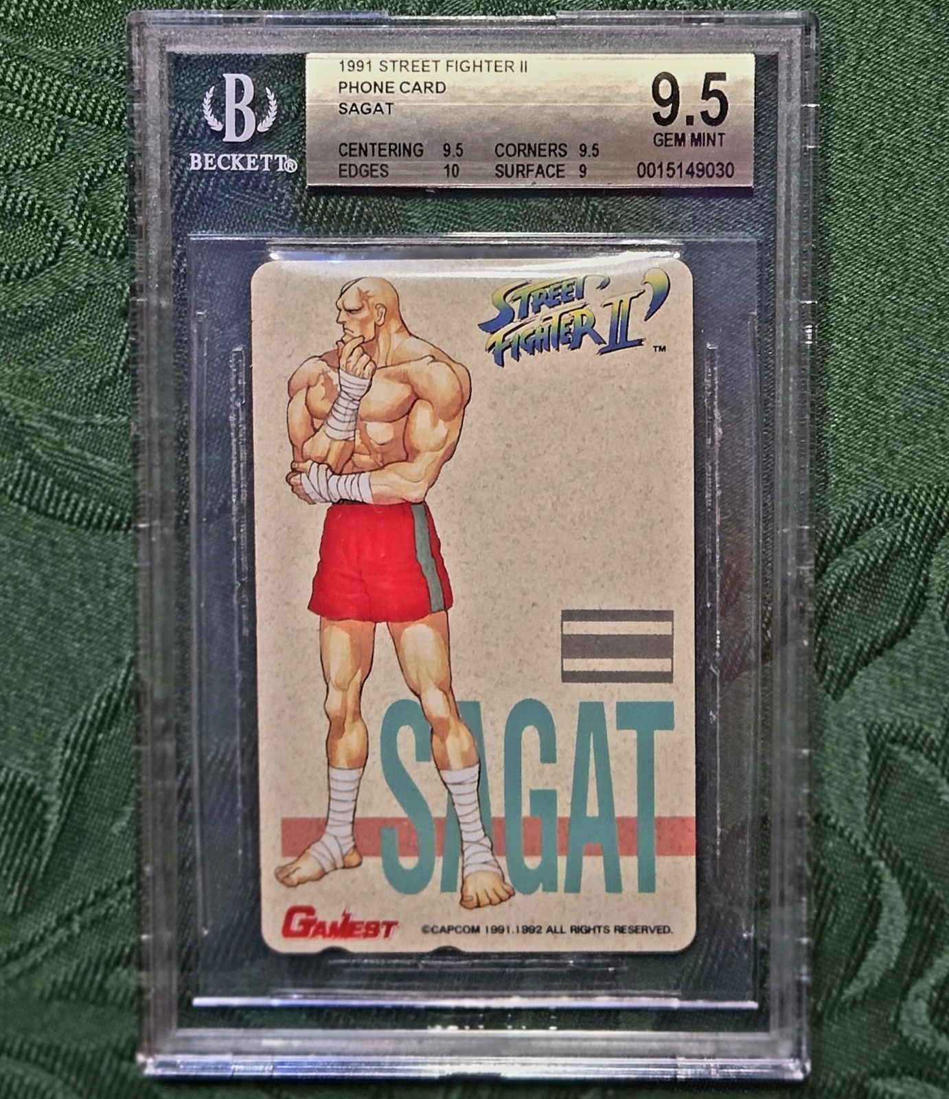 1991-1992 Street Fighter II Sagat Japanese Phone Card BGS 9.5 Gamest Capcom 🔥