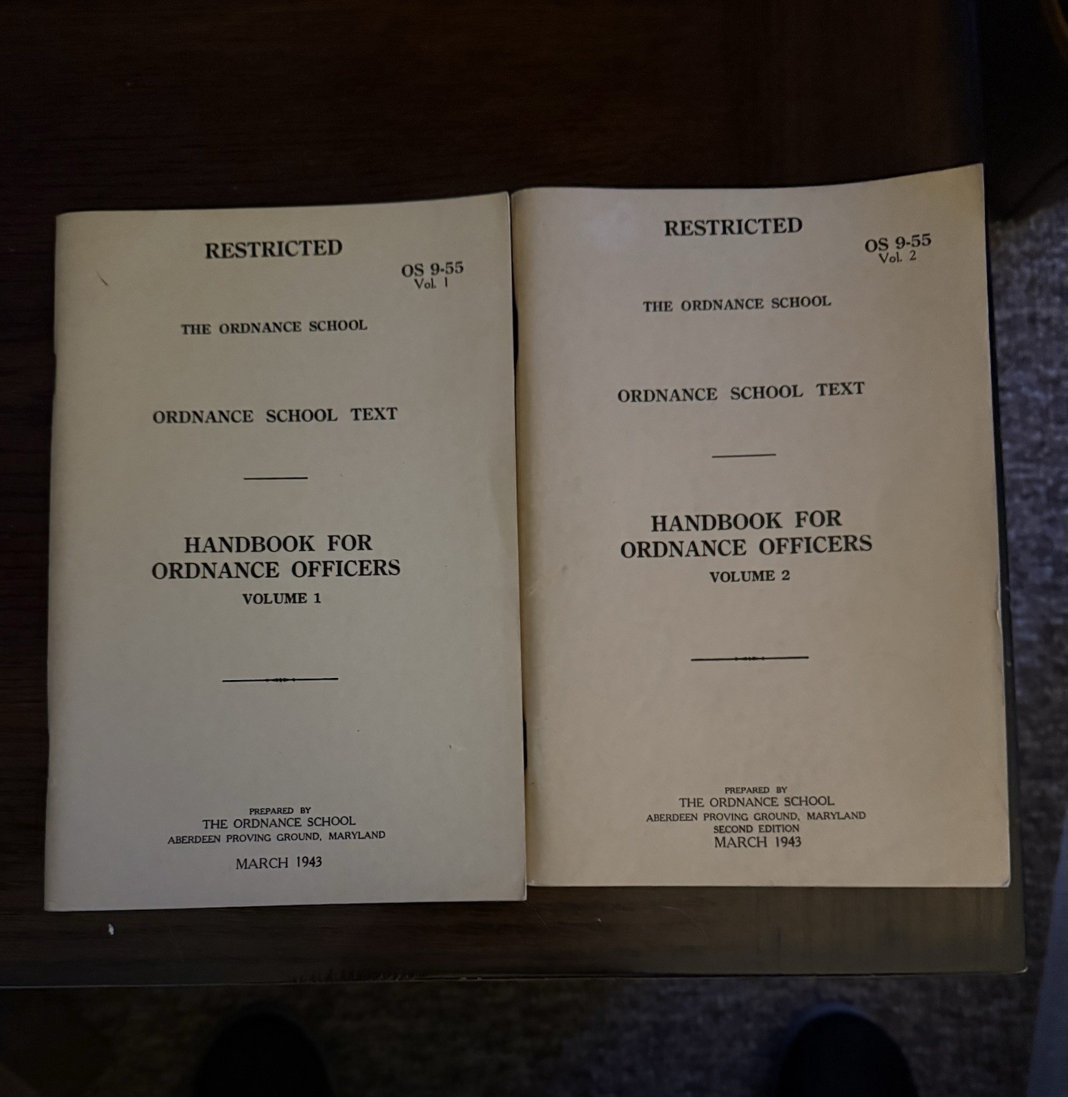 US Ordnance Officers Handbook Vol 1 & 2 Aberdeen WW II 1943-45 Militaria