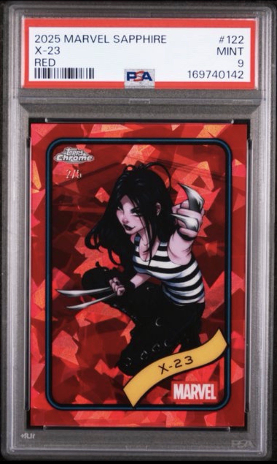 2025 Marvel Topps Chrome Sapphire | X-23 #122 RED /5 PSA 9