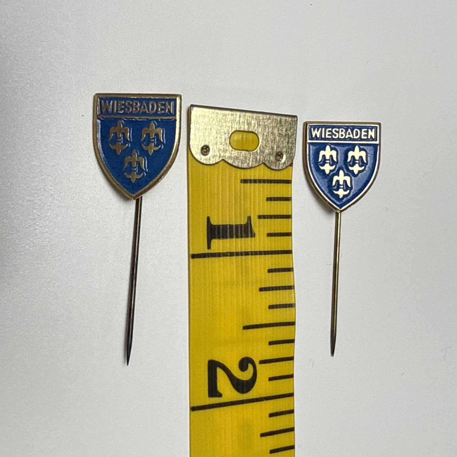 Lot of 2 - Vintage 1960-1970s Wiesbaden Germany Coat of Arms Crest Pin Badge
