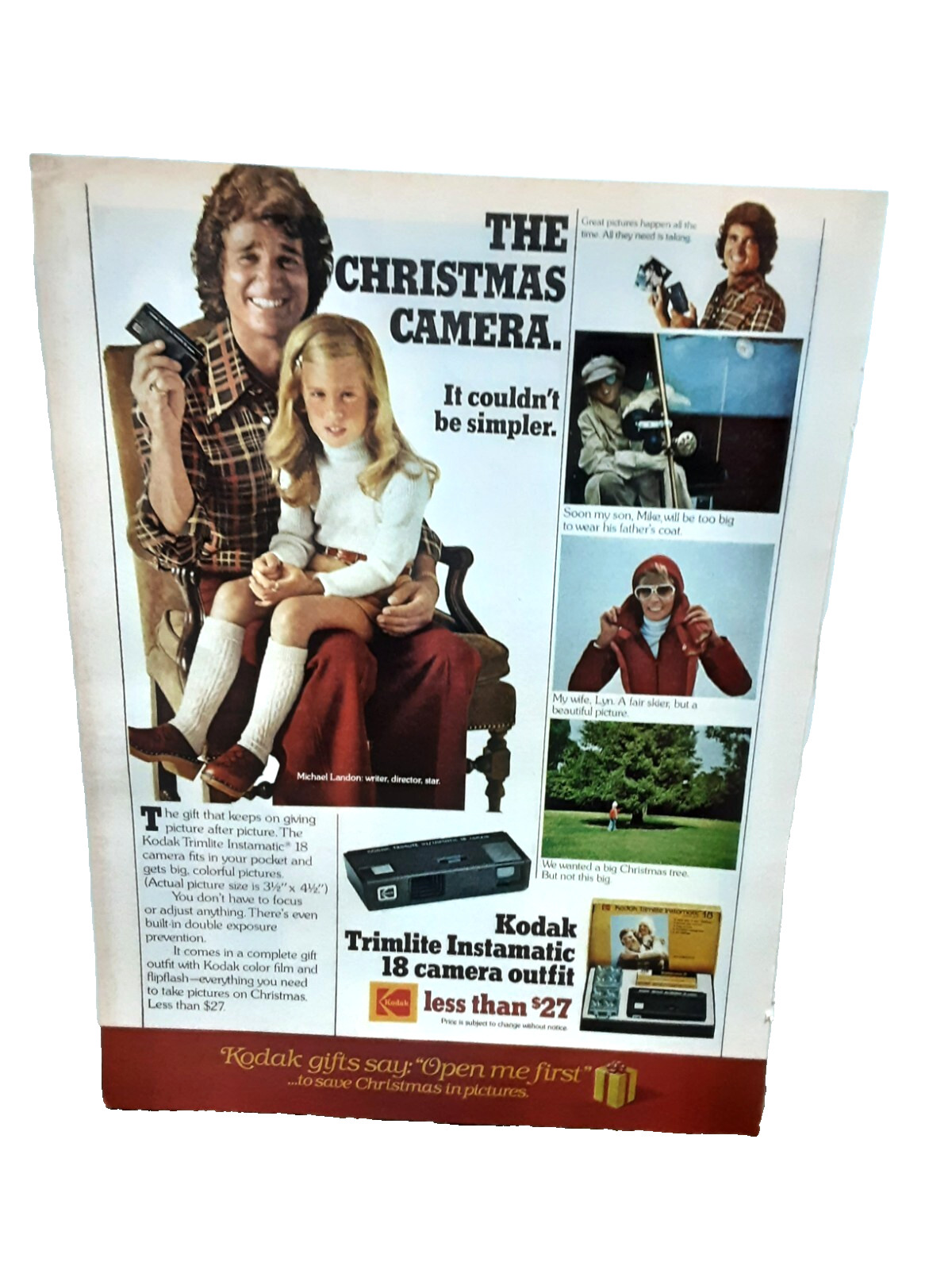 Vintage 1977 Print Ad Kodak Trimlite Instamatic Camera Outfit Original 1970s