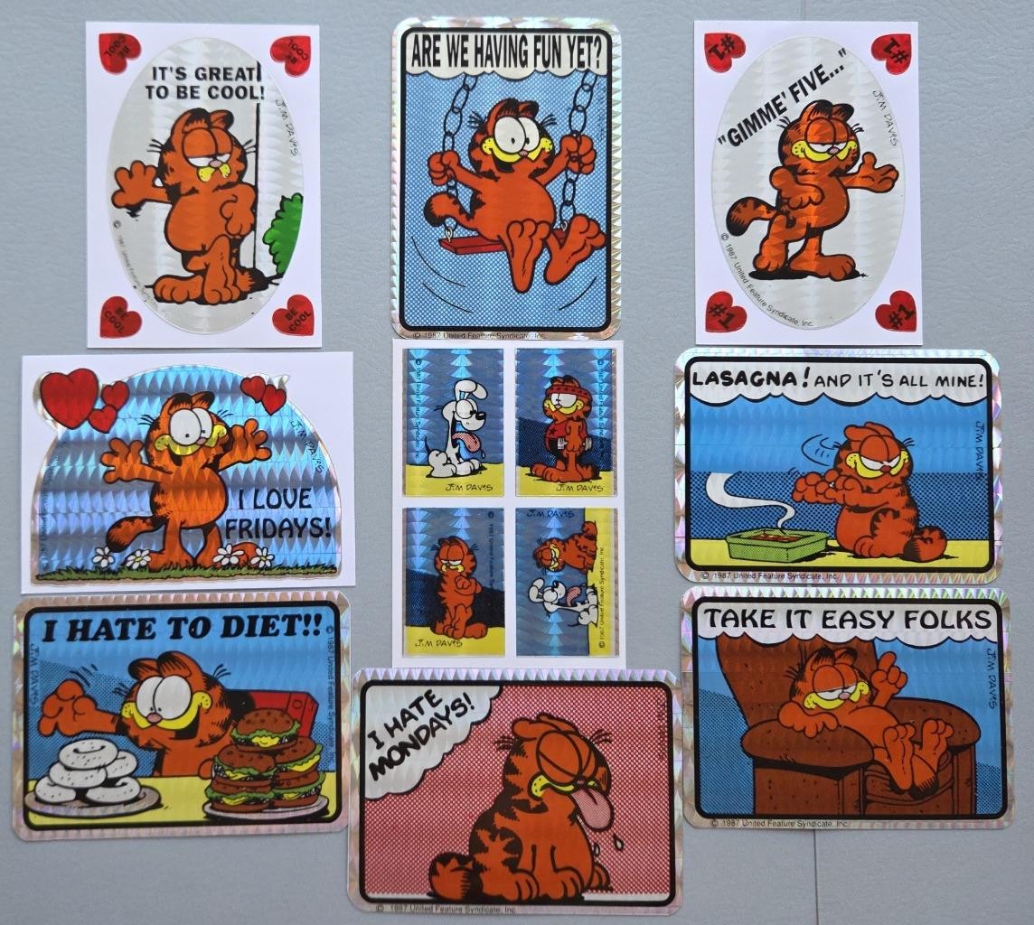 9 Rare VTG Prism 1987 Garfield Vending Machine Stickers Jim Davis Collectible