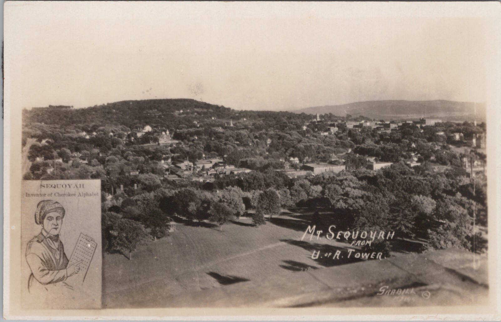 RPPC Postcard Arkansas AR Mt. Sequoyah Bird\'s Eye View c. 1924 Grabill photo