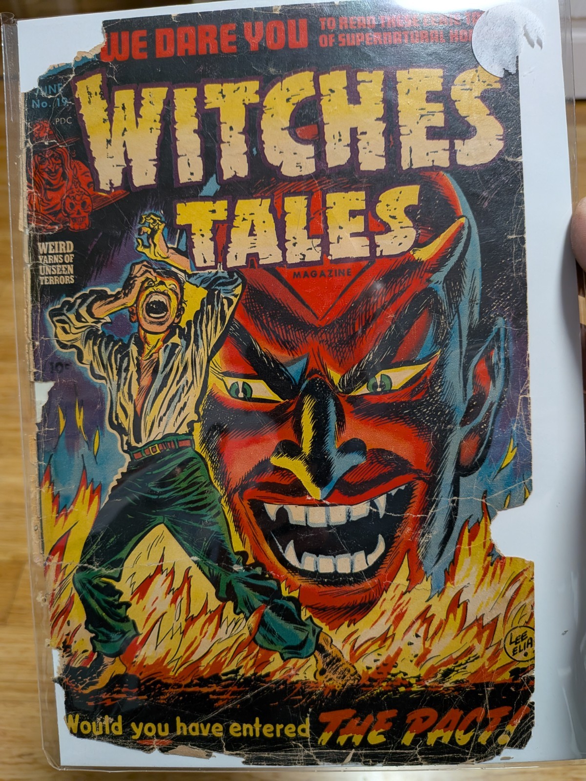 WITCHES TALES #19 Elias Devil Cover ONLY Pre-Code Horror 1953 Harvey READ DESC