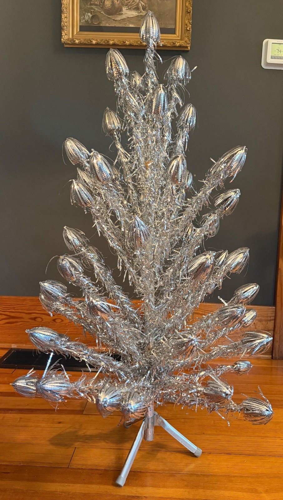 Vintage Evergleam 4' Aluminum Christmas Tree 58 Branch Model w/57 Branches w/Box