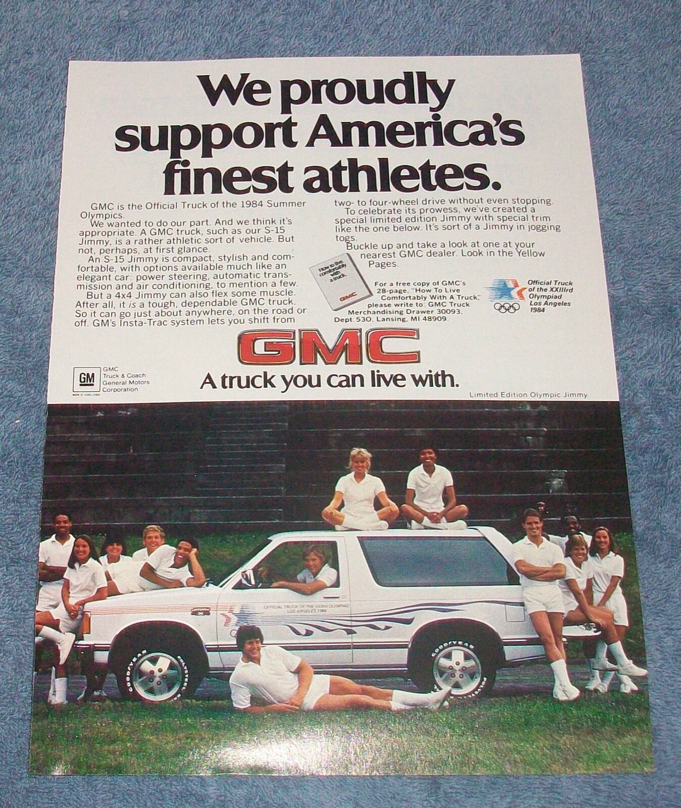 1984 GMC Jimmy Limited Olympic Edition Vintage Ad \