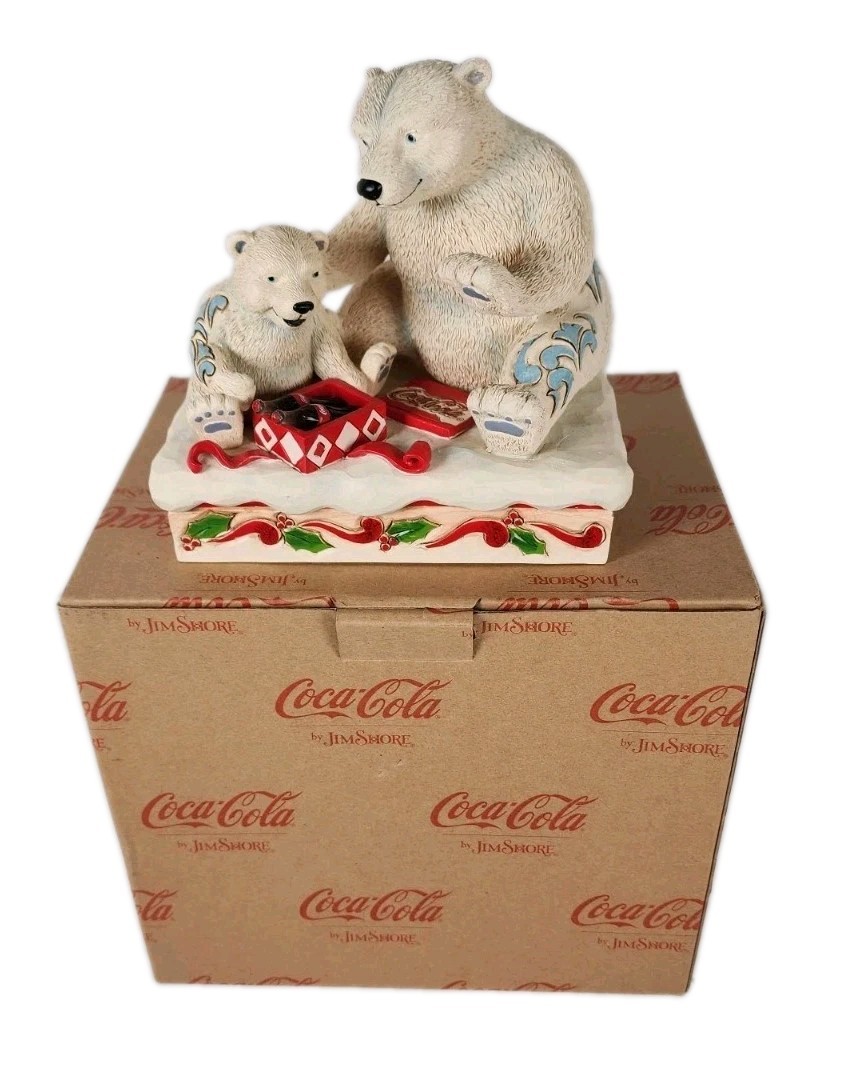 Jim Shore Coca Cola “Holiday Treat” Polar Bears Figurine 6003597 Rare 