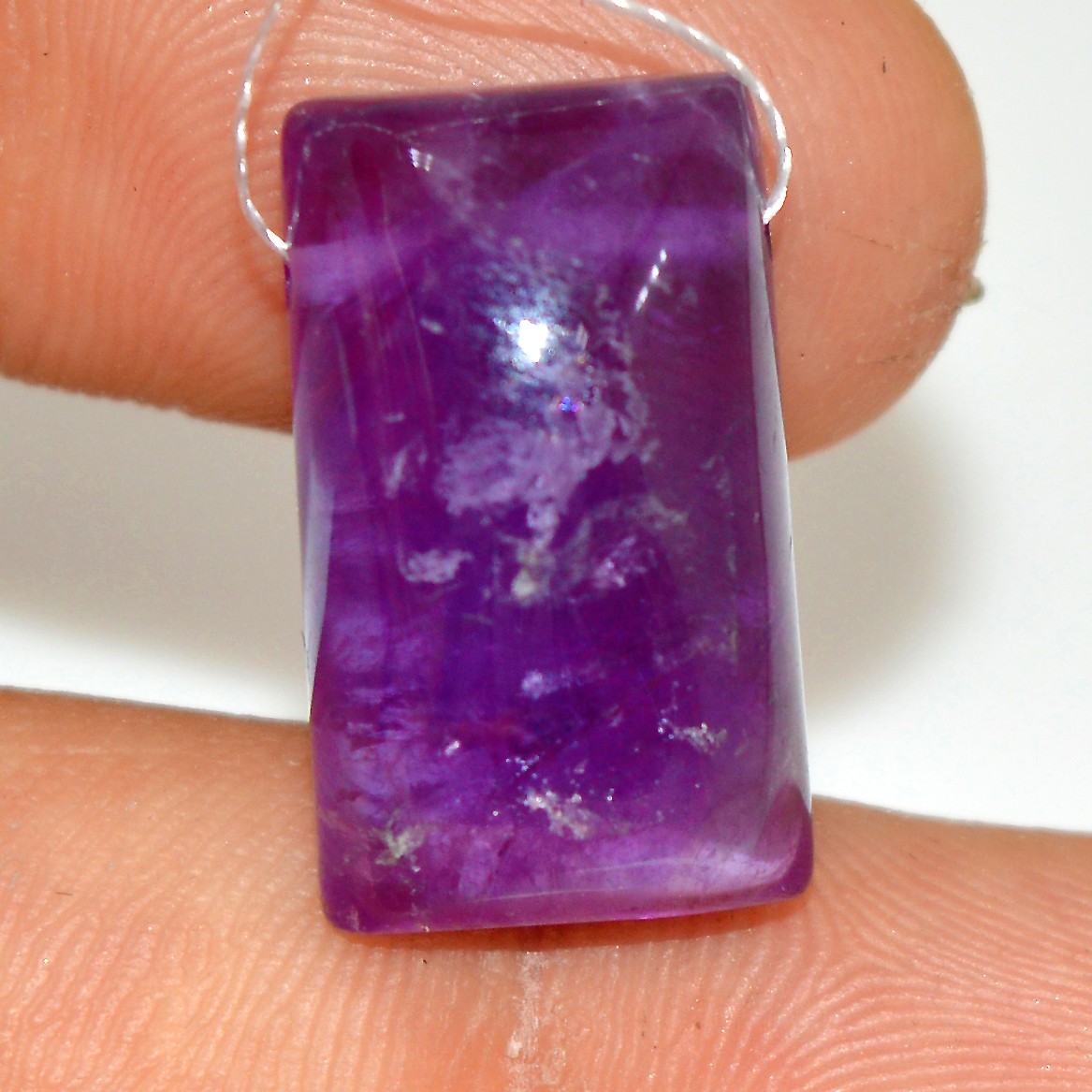 23 Cts Natural Purple Amethyst Cabochon Side Drill Loose Gemstone 20x10mm #L11
