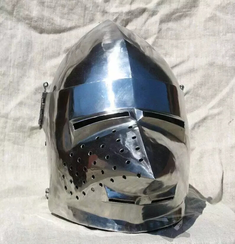 🔆SCA HNB Helmet Steel Medieval Combat Bascinet Helmet Pig Face Helmet