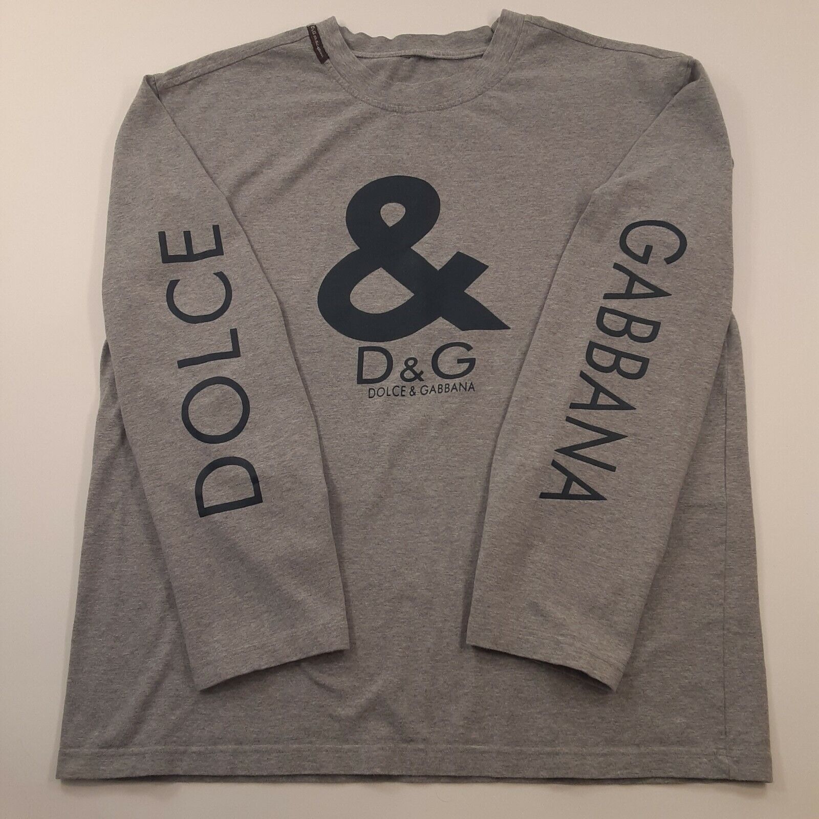 Dolce & Gabbana Long Sleeve  T-Shirt Cotton Logo Men\'s FLAW CUT TAG