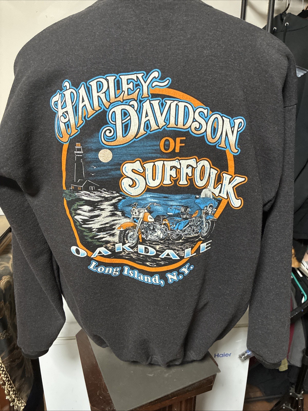VTG 1999 Harley Davidson of Suffolk Zip-Up Sweatshirt Jacket Large GUC Made USA