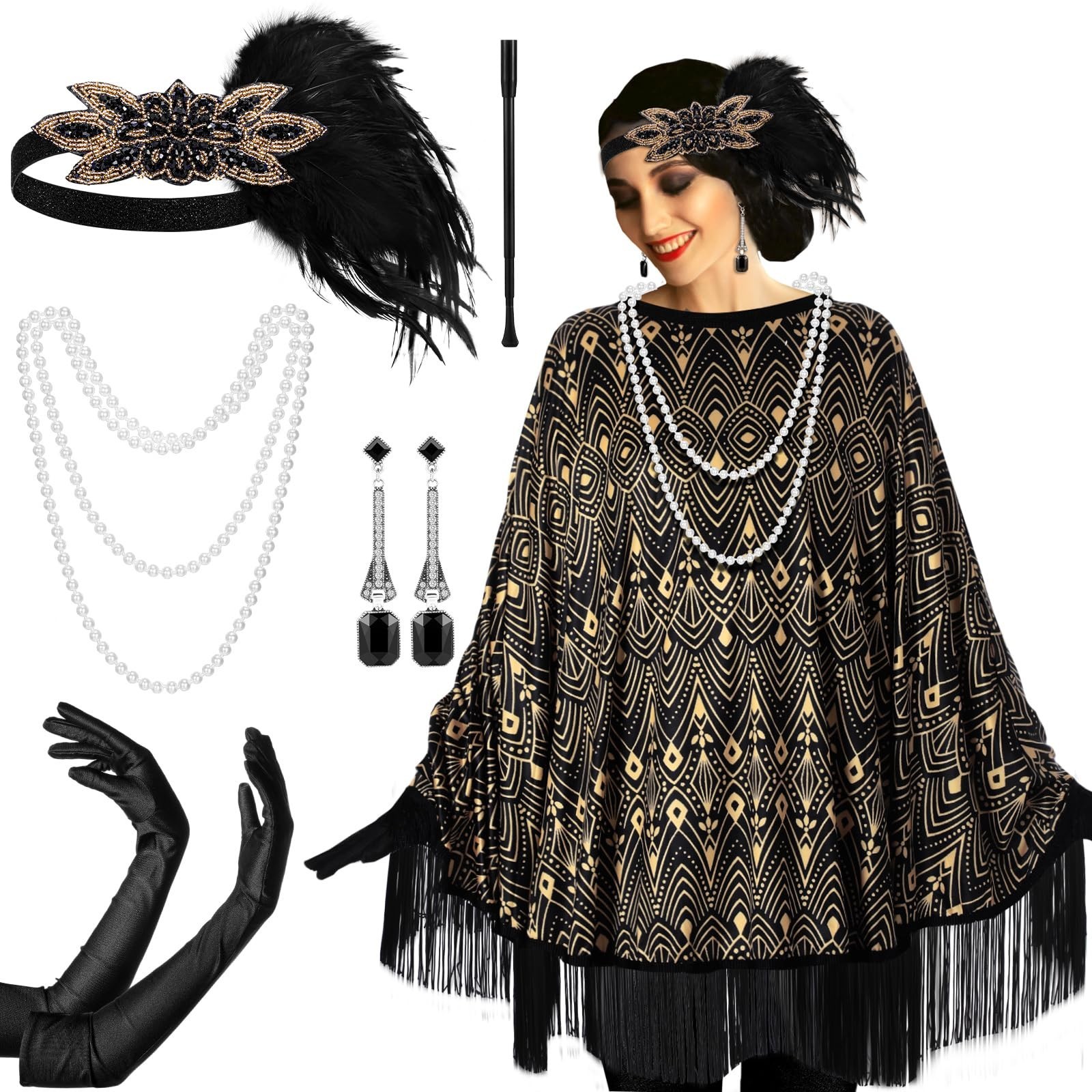 1920s Flapper Costume for Women Black Fashion