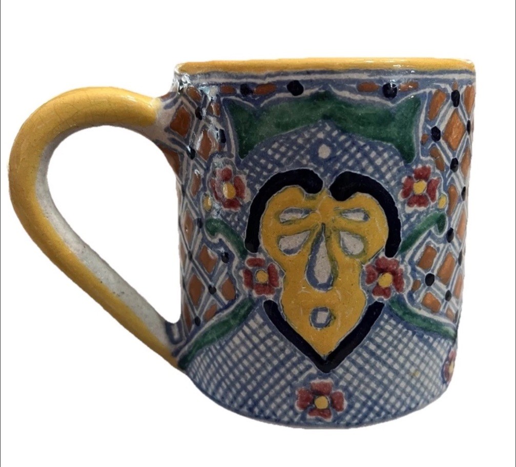 Vintage Uriarte Talavera Puebla Mexico Mug Hand Crafted Signed
