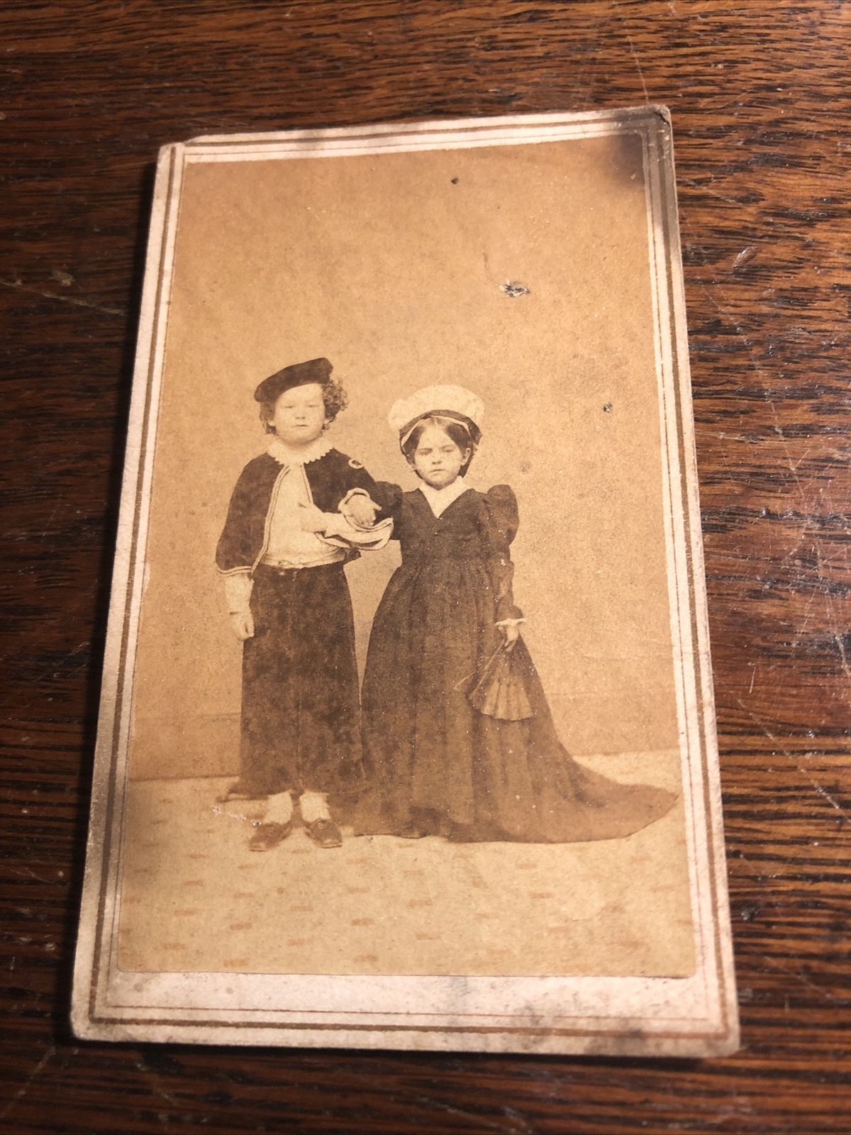Antique Victorian Boy & Girl CDV Photo Photograph