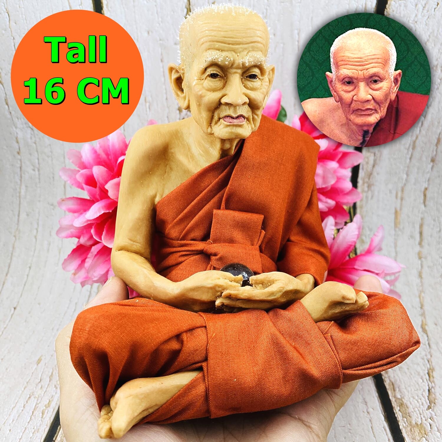 Lifelike Wax Monk Statue Meditation Protection Tuad WatChanghai ThaiAmulet 18773