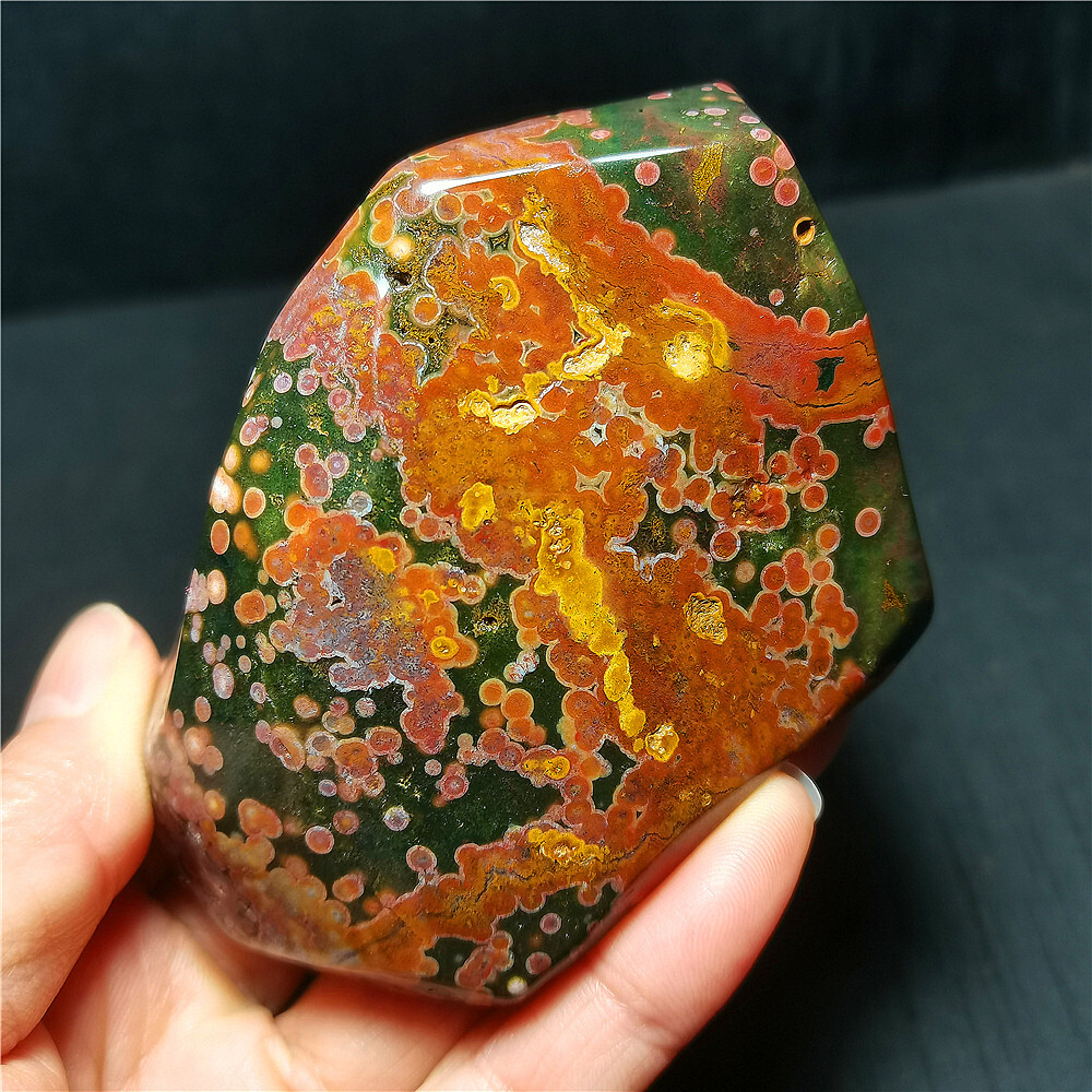 Rare 362G  Polished Orbicular Ocean Jasper Stone  Reiki Healing WD1607