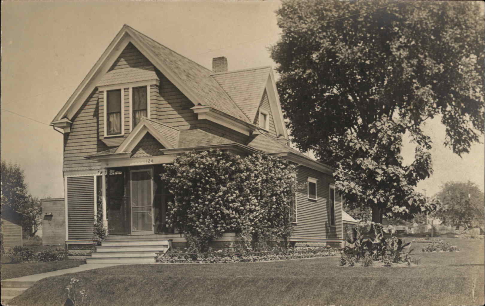 Jackson Michigan MI Garfield Street Home 1909 Real Photo Postcard #3
