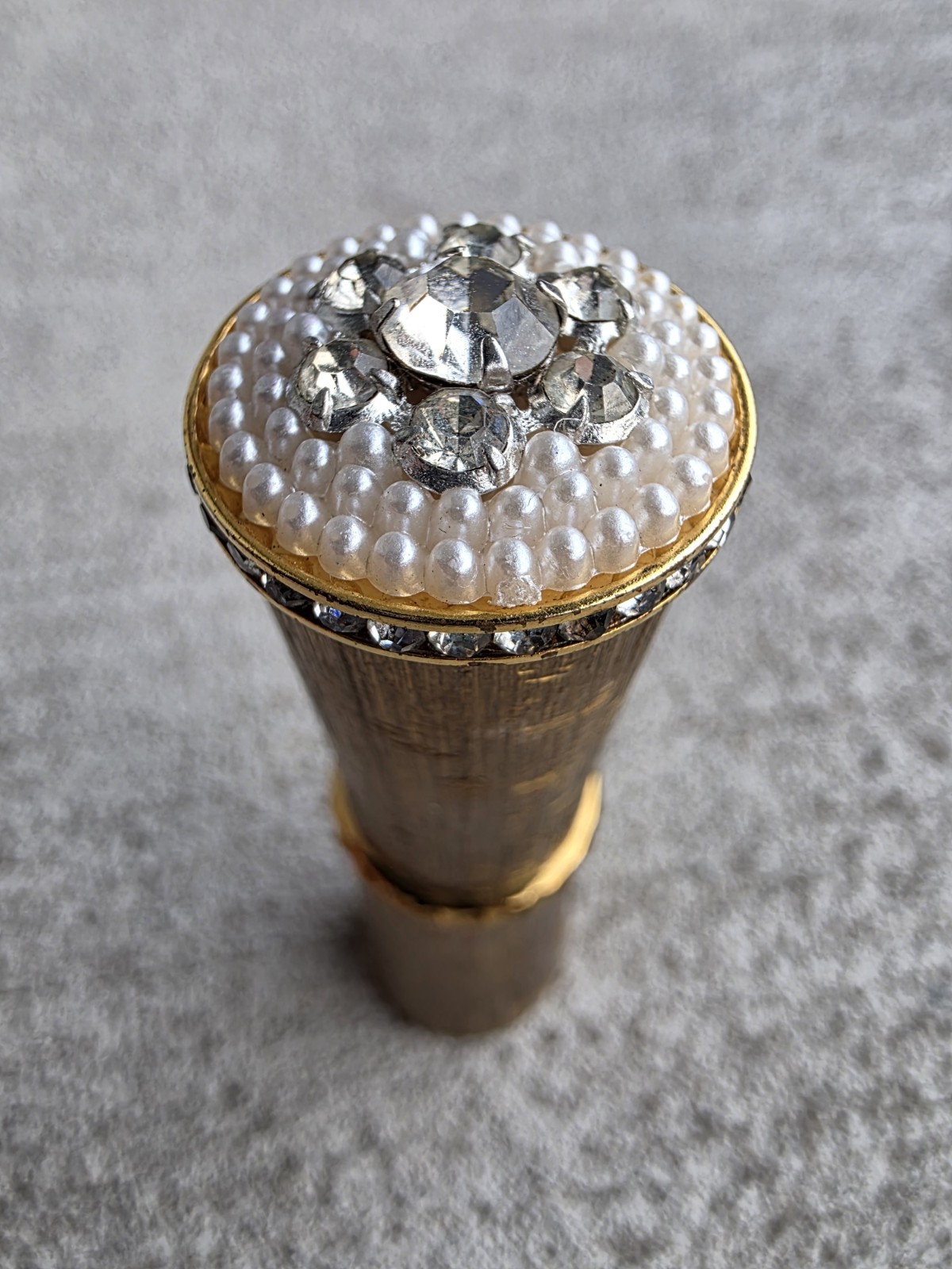 Vintage Revlon Lipstick Case #586 – With Rhinestones & Faux Pearls – 1950s
