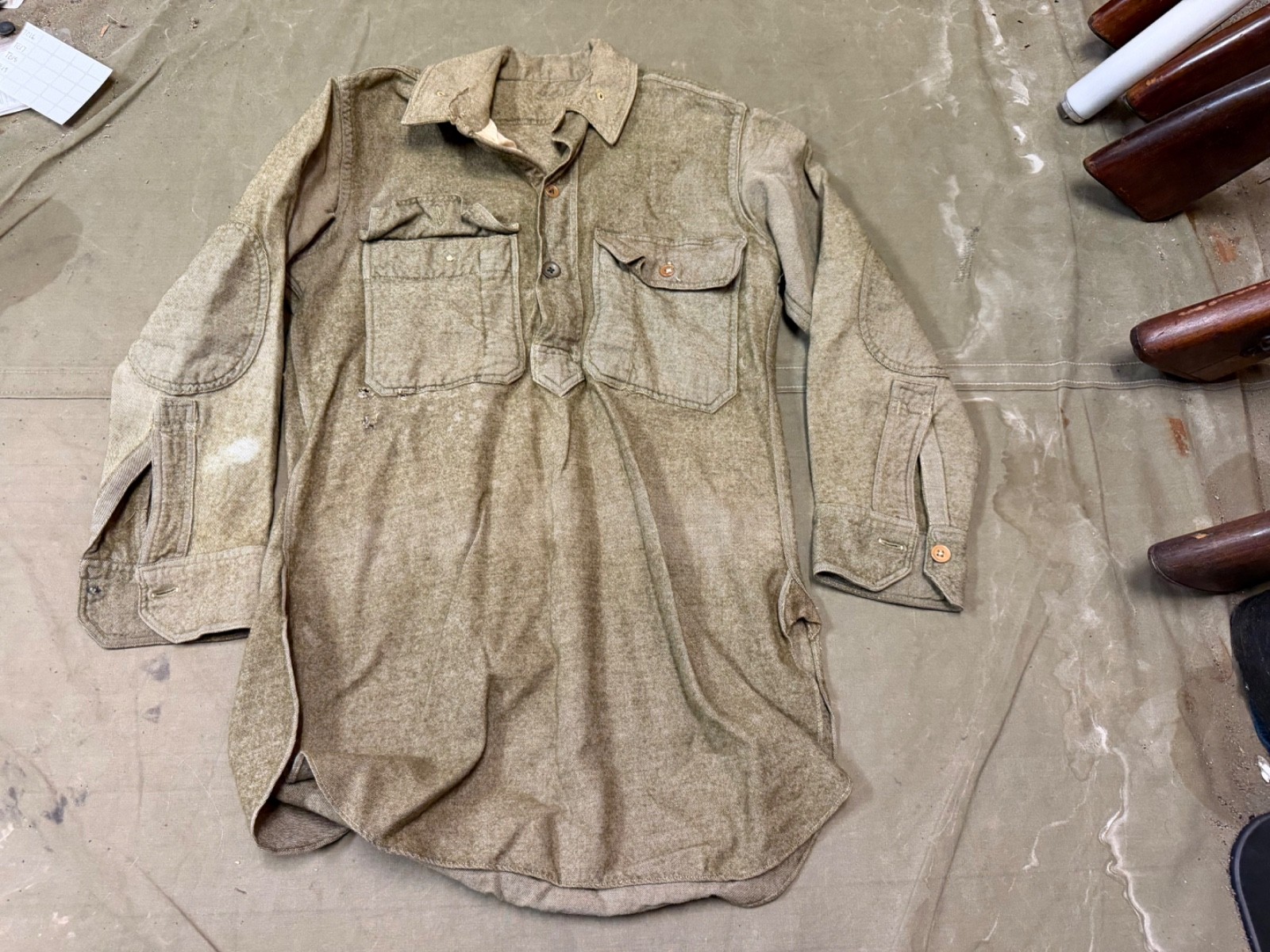 ORIGINAL WWI US ARMY INFANTRY M1917 WOOL FIELD SHIRT-XSMALL 36R